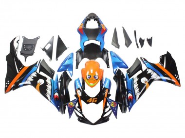 Best 2011-2024 Suzuki GSXR 600 / GSXR 750 Motorcycle Fairings - Light Blue Orange Black White Shark 46 UK