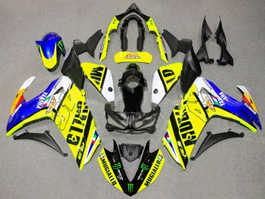 Best 2015-2018 Yamaha YZF R3/R25 Motorcycle Fairings - Yellow Blue Black Monster UK
