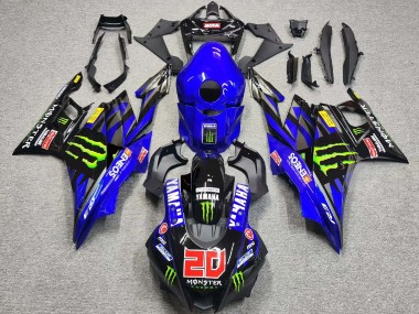 Best 2019-2021 Yamaha YZF R3/R25 Motorcycle Fairings - Blue Glossy Black Green ENEOS Monster 20 UK