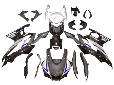 Best 2019-2021 Yamaha YZF R3/R25 Motorcycle Fairings - Silver Glossy Black Carbon Fiber Style UK