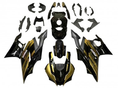 Best 2019-2021 Yamaha YZF R3/R25 Motorcycle Fairings - Gold Glossy Black Semakin Didepan UK