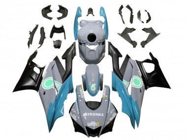 Best 2019-2021 Yamaha YZF R3/R25 Motorcycle Fairings - Nardo Grey Blue Black Petronas UK