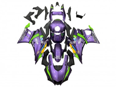 Best 2019-2021 Yamaha YZF R3/R25 Motorcycle Fairings - Purple Green White EVA Racing UK