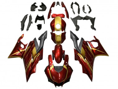 Best 2019-2021 Yamaha YZF R3/R25 Motorcycle Fairings - Red Gold Matte Black UK
