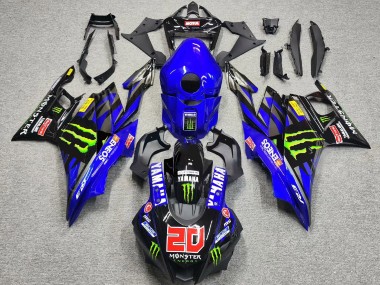 Best 2022-2024 Yamaha YZF R3/R25 Motorcycle Fairings - Blue Green Black Monster ENEOS 20 UK