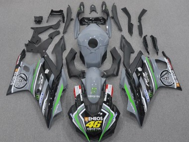 Best 2022-2024 Yamaha YZF R3/R25 Motorcycle Fairings - Nardo Grey Green Black Monster ENEOS 46 UK
