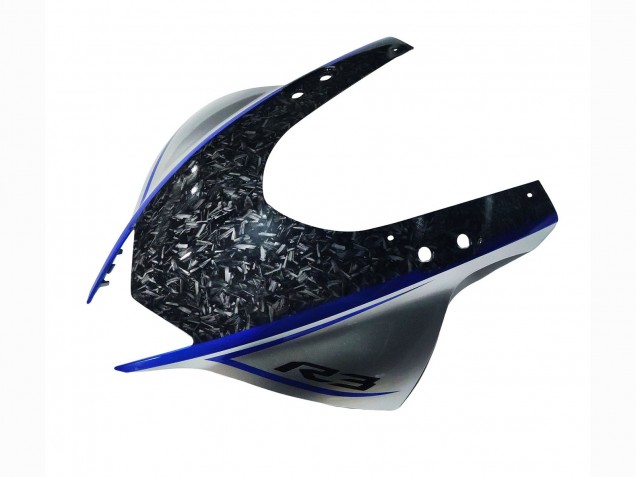2022-2024 Yamaha YZF R3/R25 Motorcycle Fairings - Marble Black Silver Blue Forged Carbon Fiber Style UK