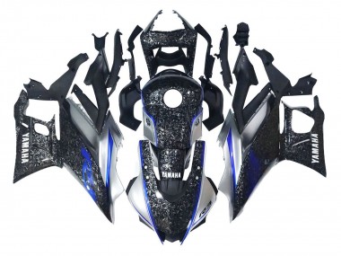 Best 2022-2024 Yamaha YZF R3/R25 Motorcycle Fairings - Marble Black Silver Blue Forged Carbon Fiber Style UK