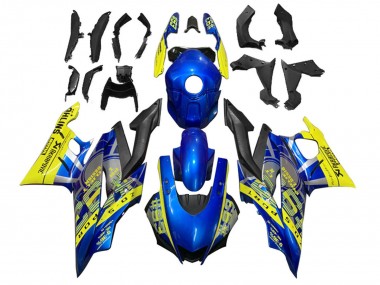 Best 2022-2024 Yamaha YZF R3/R25 Motorcycle Fairings - Yellow Blue Matte Black 93 UK