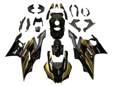 Best 2022-2024 Yamaha YZF R3/R25 Motorcycle Fairings - Gold Glossy Black Semakin Didepan UK