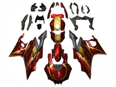 Best 2022-2024 Yamaha YZF R3/R25 Motorcycle Fairings - Red Gold Matte Black UK
