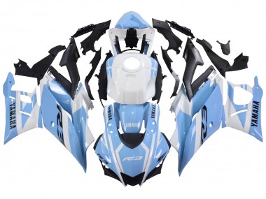 Best 2022-2024 Yamaha YZF R3/R25 Motorcycle Fairings - White Light Blue UK