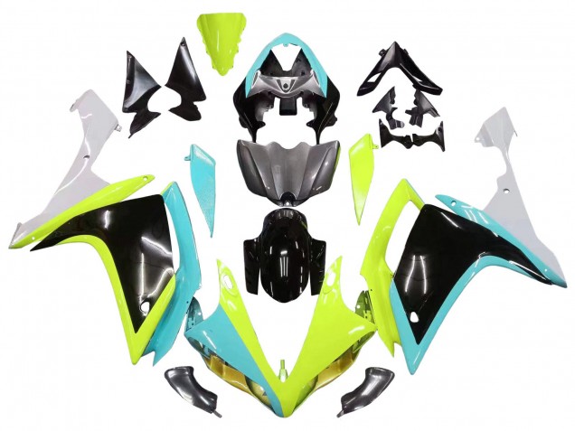 2007-2008 Yamaha YZF 1000 R1 Motorcycle Fairings - Light Blue Lime Green Black UK