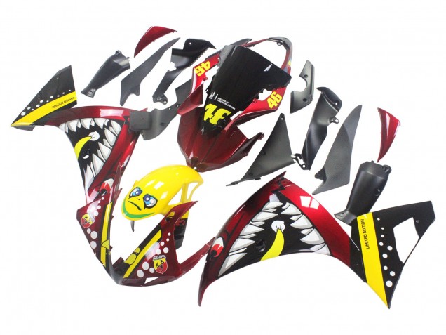2009-2011 Yamaha YZF 1000 R1 Motorcycle Fairings - Red Yellow Black Shark 46 UK