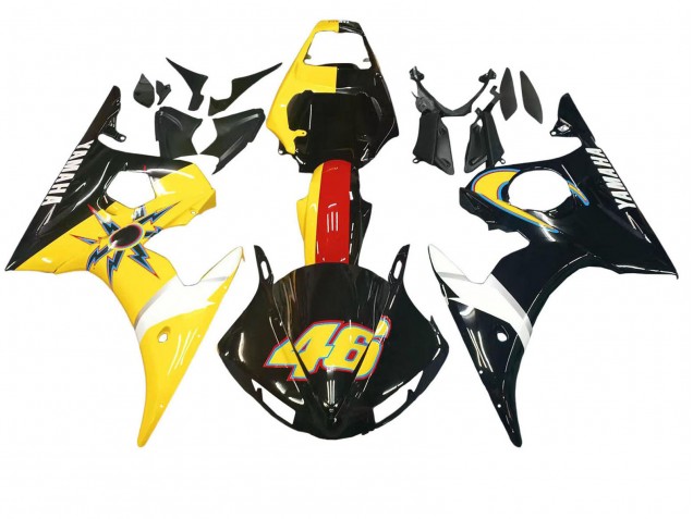 2006-2009 Yamaha YZF R6S Motorcycle Fairings - Yellow Red Glossy Black 46 UK