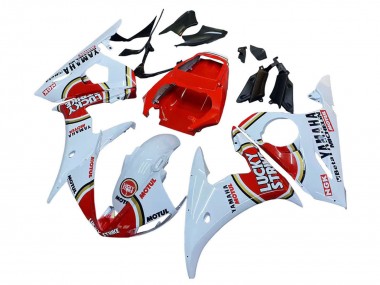 Best 2006-2009 Yamaha YZF R6S Motorcycle Fairings - White Red Lucky Strike Motul UK