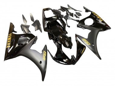 Best 2003-2004 Yamaha YZF R6 Motorcycle Fairings - Glossy Black Matte Black Gold Decals UK