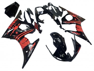 Best 2003-2004 Yamaha YZF R6 Motorcycle Fairing - Glossy Black Red UK
