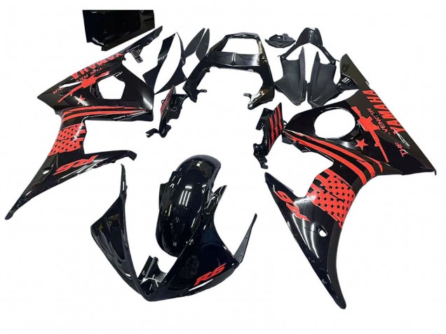 2003-2004 Yamaha YZF R6 Motorcycle Fairing - Glossy Black Red UK