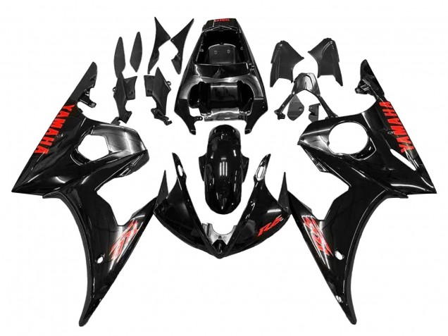 2003-2004 Yamaha YZF R6 Motorcycle Fairings - Glossy Black Red UK