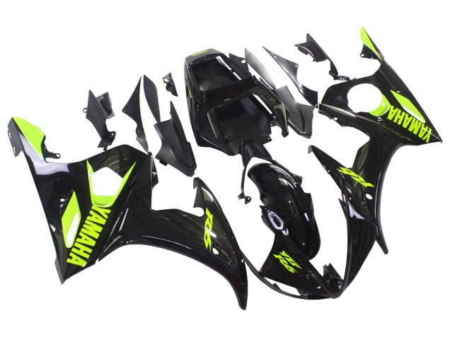 2003-2004 Yamaha YZF R6 Motorcycle Fairings - Glossy Black Neon Yellow UK