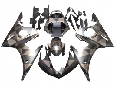 Best 2003-2004 Yamaha YZF R6 Motorcycle Fairings - Grey Matte Black Geometric UK