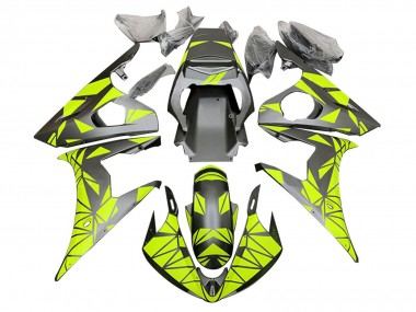 Best 2003-2004 Yamaha YZF R6 Motorcycle Fairings - Neon Green Matte Black Geometric UK