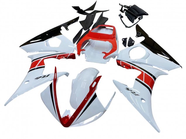 2003-2004 Yamaha YZF R6 Motorcycle Fairings - White Red Glossy Black UK