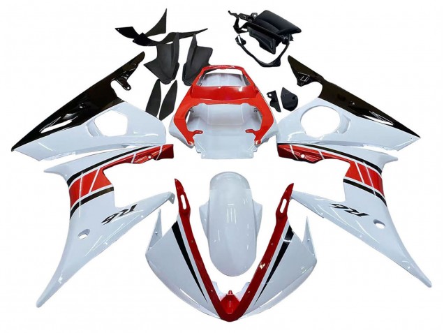 2003-2004 Yamaha YZF R6 Motorcycle Fairings - White Red Glossy Black UK