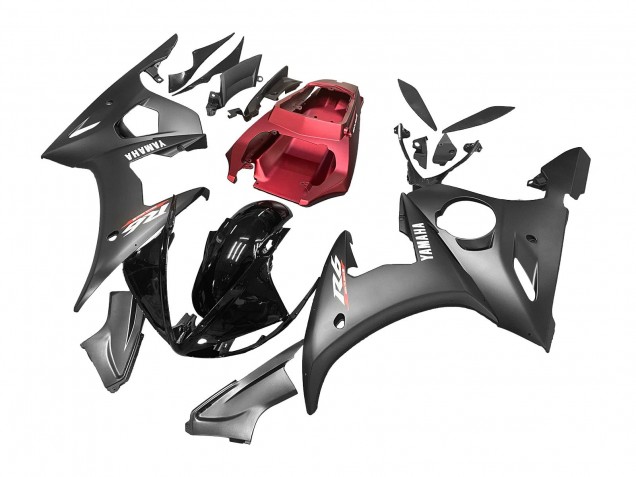 2003-2004 Yamaha YZF R6 Motorcycle Fairings - Red Glossy Black Matte Black UK