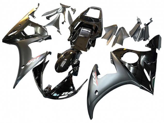 2003-2004 Yamaha YZF R6 Motorcycle Fairings - Glossy Black Matte Black Gold Chameleon UK