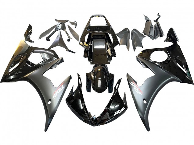 2003-2004 Yamaha YZF R6 Motorcycle Fairings - Glossy Black Matte Black Gold Chameleon UK