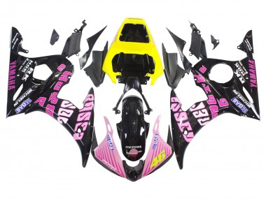 Best 2005 Yamaha YZF 600 R6 Motorcycle Fairings - Black Pink Yellow Repsol 46 UK