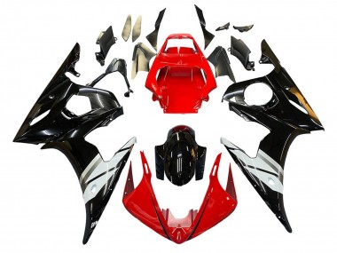 Best 2005 Yamaha YZF 600 R6 Motorcycle Fairings - Red White Glossy Black UK