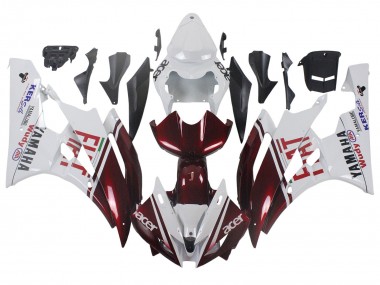 Best 2006-2007 Yamaha YZF 600 R6 Motorcycle Fairings - White Maroon Red Fiat Acer Yamalube UK