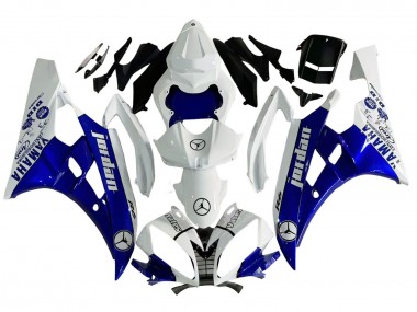 Best 2006-2007 Yamaha YZF 600 R6 Motorcycle Fairings - White Blue Jordan UK