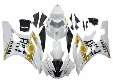 Best 2006-2007 Yamaha YZF 600 R6 Motorcycle Fairings - White Gold Black Fiat UK