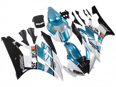 Best 2006-2007 Yamaha YZF 600 R6 Motorcycle Fairings - White Blue Black Semakin Didepan ENEOS UK
