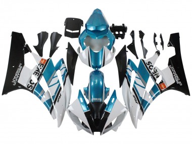 Best 2006-2007 Yamaha YZF 600 R6 Motorcycle Fairings - White Blue Black Semakin Didepan ENEOS UK