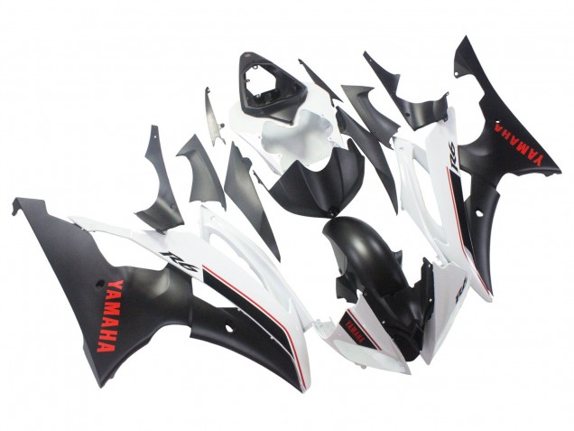 2008-2016 Yamaha YZF 600 R6 Motorcycle Fairings - White Matte Black Red Decals UK