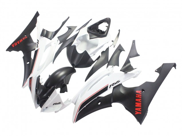 2008-2016 Yamaha YZF 600 R6 Motorcycle Fairings - White Matte Black Red Decals UK