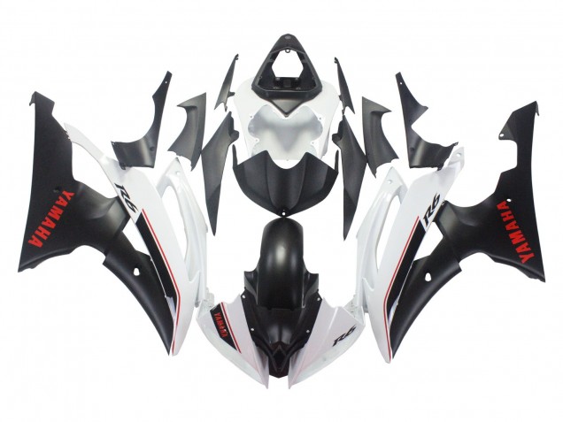 2008-2016 Yamaha YZF 600 R6 Motorcycle Fairings - White Matte Black Red Decals UK