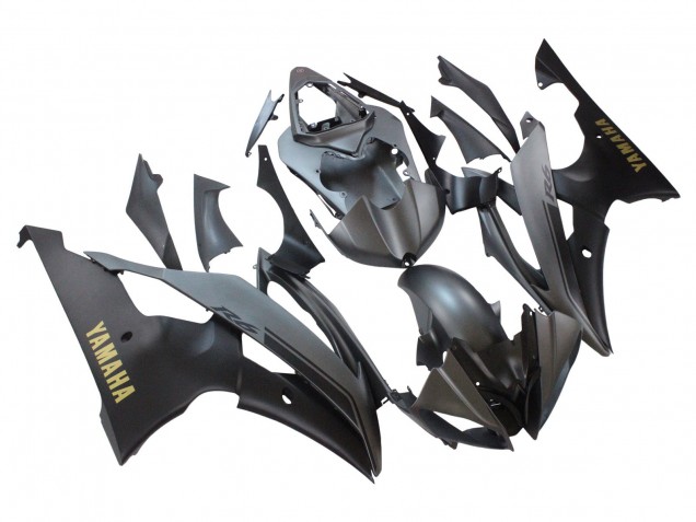 2008-2016 Yamaha YZF 600 R6 Motorcycle Fairings - Grey Matte Black Gold Decals UK