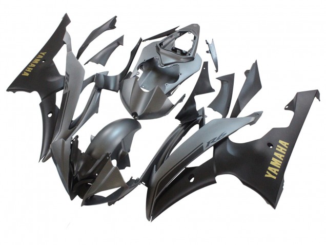 2008-2016 Yamaha YZF 600 R6 Motorcycle Fairings - Grey Matte Black Gold Decals UK