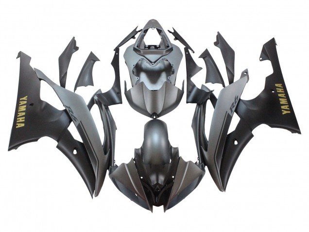 2008-2016 Yamaha YZF 600 R6 Motorcycle Fairings - Grey Matte Black Gold Decals UK