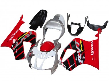 Best 2000-2006 Honda VTR1000 Motorcycle Fairings - Silver Red Black Stripe Racing UK