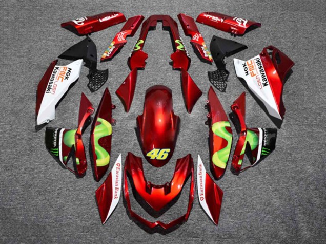 2010-2013 Kawasaki Z1000 Motorcycle Fairings - Red White Green Monster 46 UK