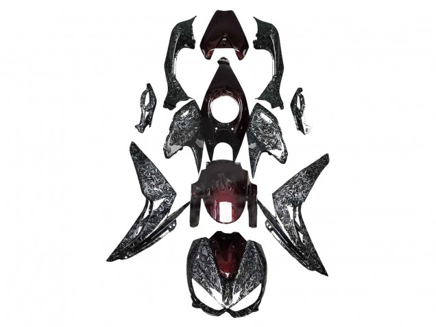 2014-2019 Kawasaki Z1000 Motorcycle Fairings - Black Red Forged Carbon Fiber UK
