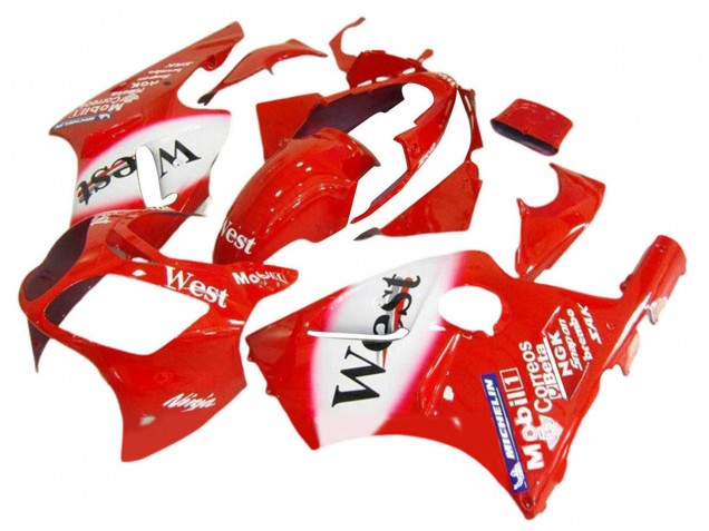 2000-2001 Kawasaki ZX12R Motorcycle Fairings - Red White Black West UK