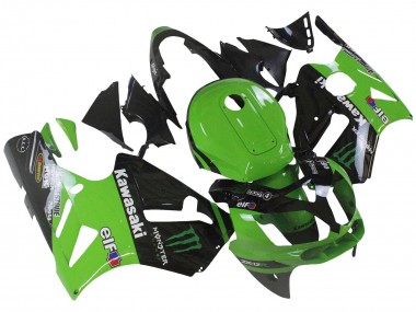 Best 2002-2006 Kawasaki ZX12R Motorcycle Fairing - Green Glossy Black Elf Touch4 Monster UK